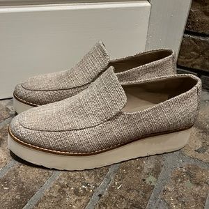 VINCE Natural Linen Zeta Tweed Loafer Platform 7